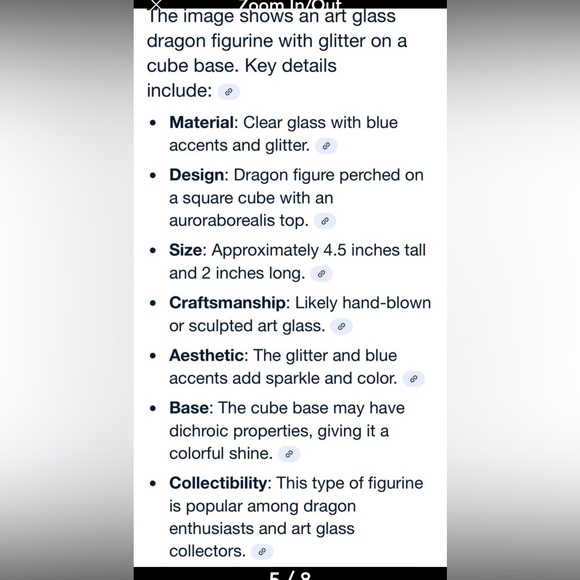 Glass Dragon Figurine with glitter on a cube - Picture 3 of 7